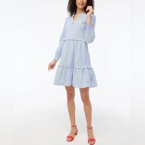 J. Crew Light Blue Striped Long Sleeve Dress